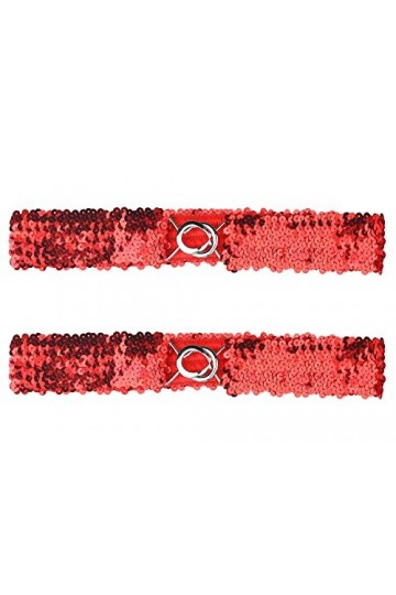 Allegra K Femmes maigre élastique taille ceintures paillettes décor extensible ceintures pour robes 2 pièces rouge 64cm/25.19