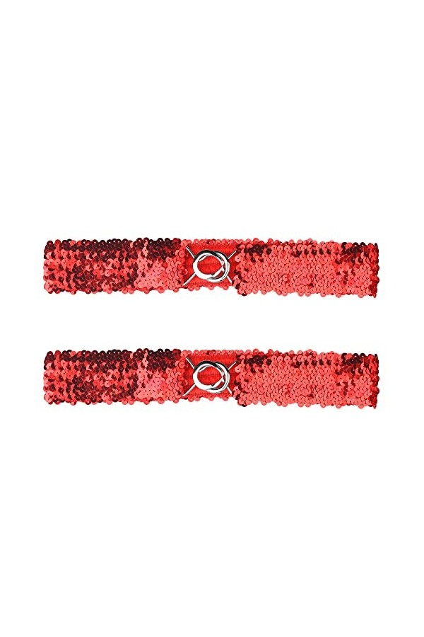 Allegra K Femmes maigre élastique taille ceintures paillettes décor extensible ceintures pour robes 2 pièces rouge 64cm/25.19