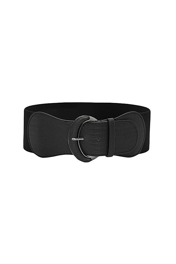 Diyafas Ceinture Large Extensible pour Femmes Ceintures de Robes Dames Ceinture Élastique Corset, Noir, Taille unique