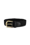 Streeze ceinture élastique pour femmes. 5 tailles. Extensible et tressée. 25 mm de largeur avec boucle en or Noir, XL 