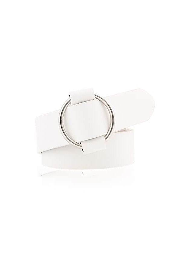 NiceYnn 3cm de Large Ceinture Femme en Faux Cuir sans Aiguille pour Jeans Pantalon Robe Veste Réglable Couleur Uni Noir