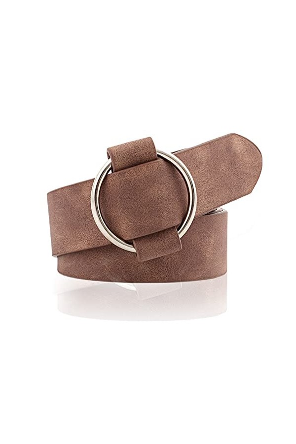 NiceYnn 3cm de Large Ceinture Femme en Faux Cuir sans Aiguille pour Jeans Pantalon Robe Veste Réglable Couleur Uni Noir