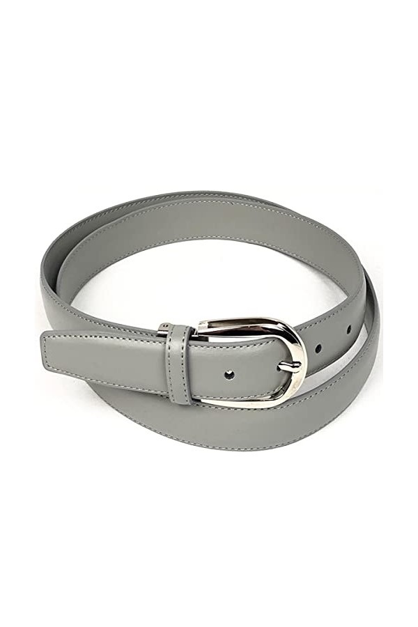 LIVAN - Ceinture classique - femme homme - croûte cuir de vachette - ajustable boucle argenté / doré à ardillon - longueur to