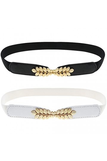 Be In Your Mind 2pcs Ceintures Élastiques à la Taille 65-90cm Réglable Motif de Feuille Femmes Ceinture Maigre avec Boucle de