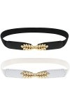 Be In Your Mind 2pcs Ceintures Élastiques à la Taille 65-90cm Réglable Motif de Feuille Femmes Ceinture Maigre avec Boucle de