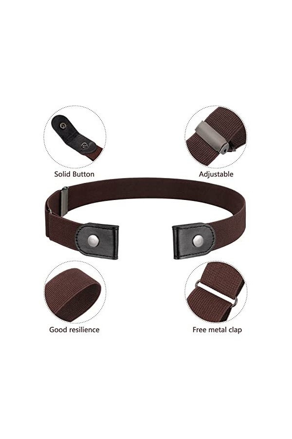 Chutoral 6 Pièces Ceintures Femme Homme Ceinture Élastique Boucle Invisible pour Jeans Pantalon Robe Réglable Dégagement Rapi