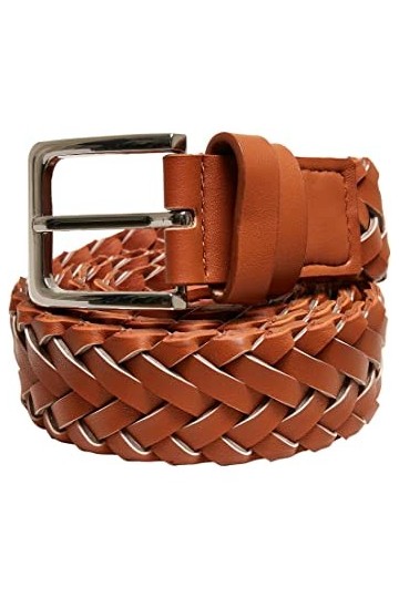 Urban Classics Ceinture en Cuir synthétique tressé, Marron, L/XL Mixte