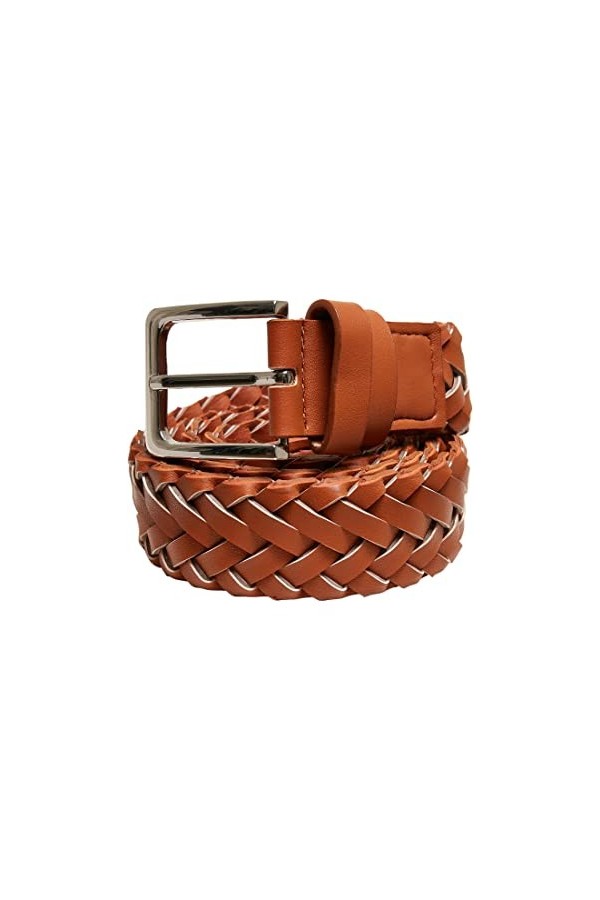 Urban Classics Ceinture en Cuir synthétique tressé, Marron, L/XL Mixte
