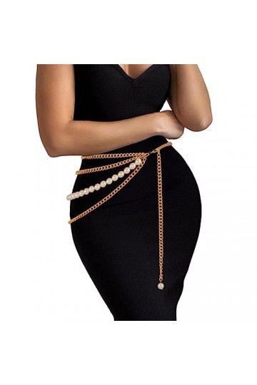 Ushiny Ceinture à maillons en métal doré pour femme - Réglable - Pour pantalons, robes, cosplay, fête, doré, M