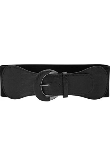 BlackButterfly Large PU Élastique Extensible Boucle Taille Ceinture Noir, M 