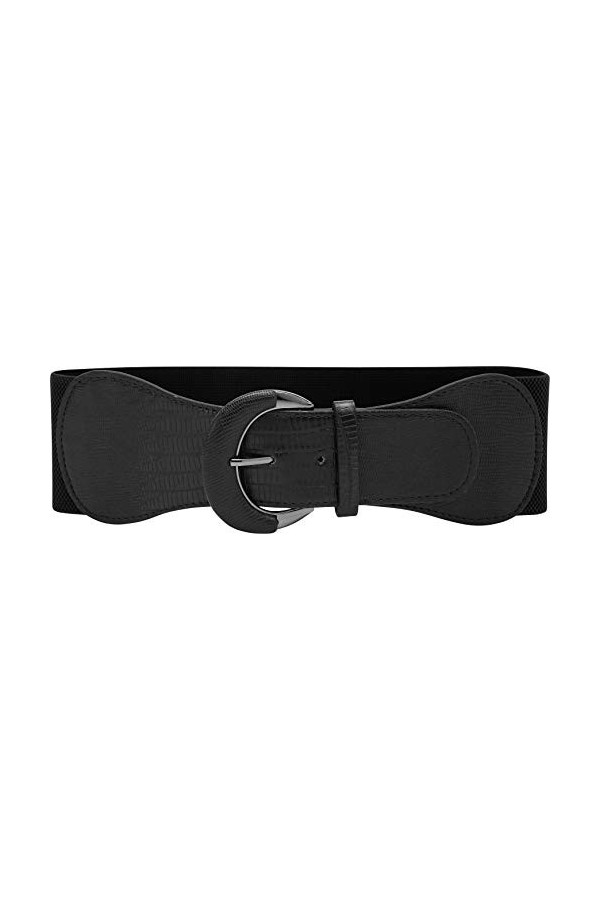 BlackButterfly Large PU Élastique Extensible Boucle Taille Ceinture Noir, M 
