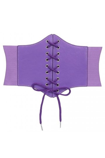 WERFORU Ceinture Waspie profonde pour femme,Large ceinture à lacets Corset Ceinture élastique à la taille, L-violet foncé, 22
