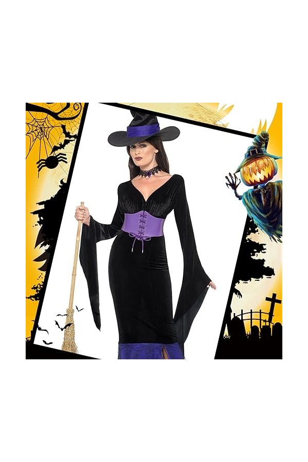 WERFORU Ceinture Waspie profonde pour femme,Large ceinture à lacets Corset Ceinture élastique à la taille, L-violet foncé, 22