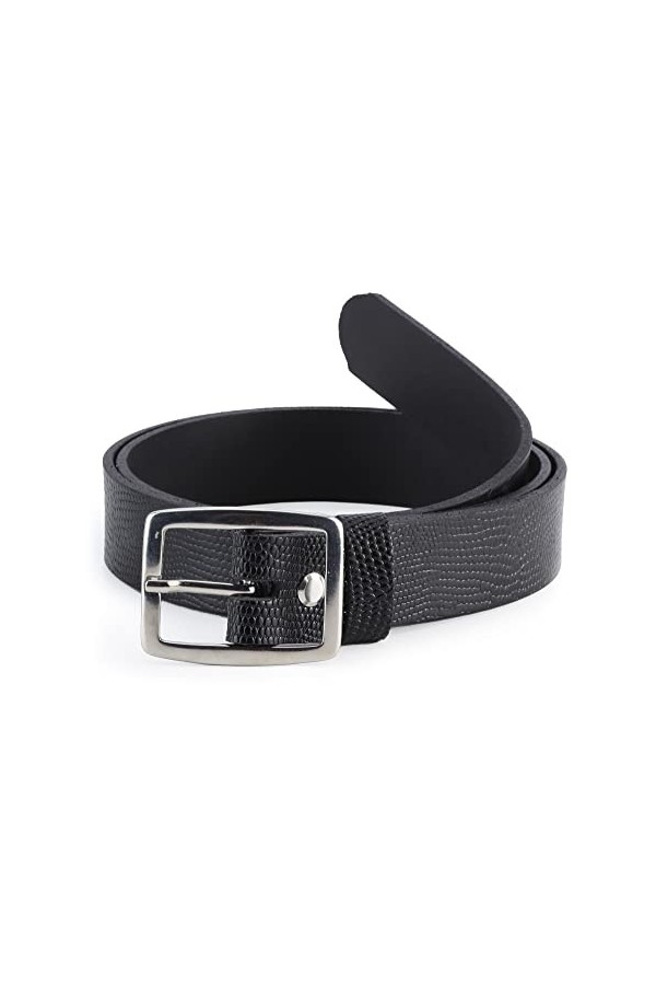 Merry Style Ceinture en Cuir Véritable Femme large D41 Noir-3, 95 cm Longueur totale 110 cm 