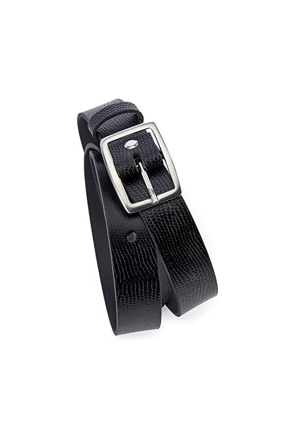 Merry Style Ceinture en Cuir Véritable Femme large D41 Noir-3, 95 cm Longueur totale 110 cm 