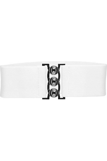 BlackButterfly Classique Triple Crochet Large Élastique Sangle Extensible Taille Ceinture Blanc, S 