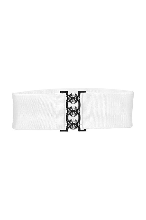 BlackButterfly Classique Triple Crochet Large Élastique Sangle Extensible Taille Ceinture Blanc, S 