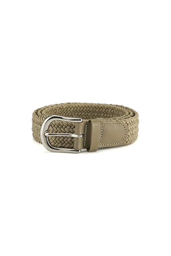 Streeze ceinture de 30 mm extensible et tressé avec une boucle en métal argent 6 tailles Beige, XL 