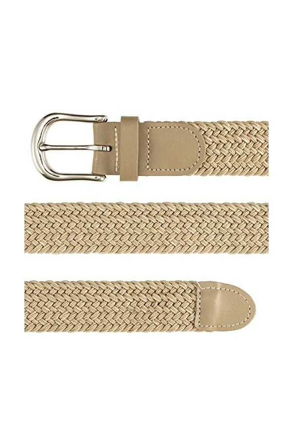 Streeze ceinture de 30 mm extensible et tressé avec une boucle en métal argent 6 tailles Beige, XL 