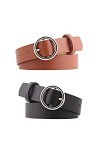 2 Pièces Ceinture Femme, Ceinture de Robe pour Femme avec Boucle Ronde, Ceintures En Cuir à La Mode, PU Cuir Ceinture, Ceintu