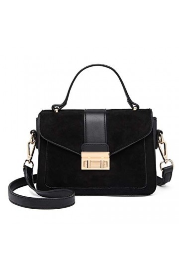 Miss Lulu Petit Sac à Main Femme Petit Sac Bandoulière Sac à Rabat Élégant avec Suede et PU Cuir Porté Epaule