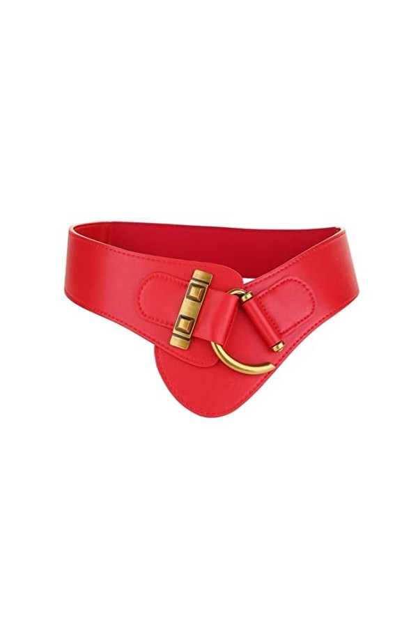 Diyafas Vintage Ceinture Large en Cuir pour Femme Corset Ceintures Élastique pour Robes Manteaux, Marron, Taille unique