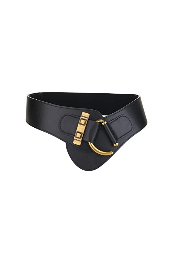 Diyafas Vintage Ceinture Large en Cuir pour Femme Corset Ceintures Élastique pour Robes Manteaux, Marron, Taille unique