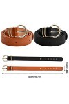 2 Pièces Ceinture en Cuir pour Femme, Ceinture Femme à la Mode Ceinture en Cuir Simple Ceinture Femme Elastique pour Robes Je