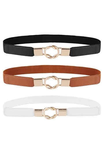 YiliYa Lot de 3 Ceintures Extensible pour Femme, Ceinture Stretch Vintage Ceinture Elastique Style Simple à la Mode pour Robe