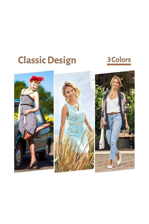 Niboken Ceinture Tressée Fine Femme Mesdames Ceinture en Cuir PU avec Boucle Rétro en Alliage, Robe Maigre Frange Chaîne Jupe