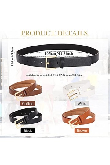 Hatriel 4 Pièces Ceinture Femme, Ceinture Fine Femme, Ceinture Fine pour Robe, Ceintures Fines en Cuir, Ceintures Fines en Cu
