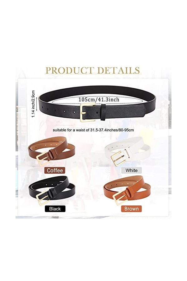 Hatriel 4 Pièces Ceinture Femme, Ceinture Fine Femme, Ceinture Fine pour Robe, Ceintures Fines en Cuir, Ceintures Fines en Cu