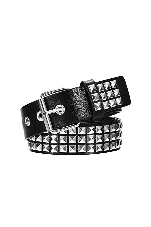 Newellsail Ceinture Cloutée Ceinture à Rivets Rock Ceinture Punk en Cuir PU avec Clous Pyramidaux Brillante pour Femme et Hom