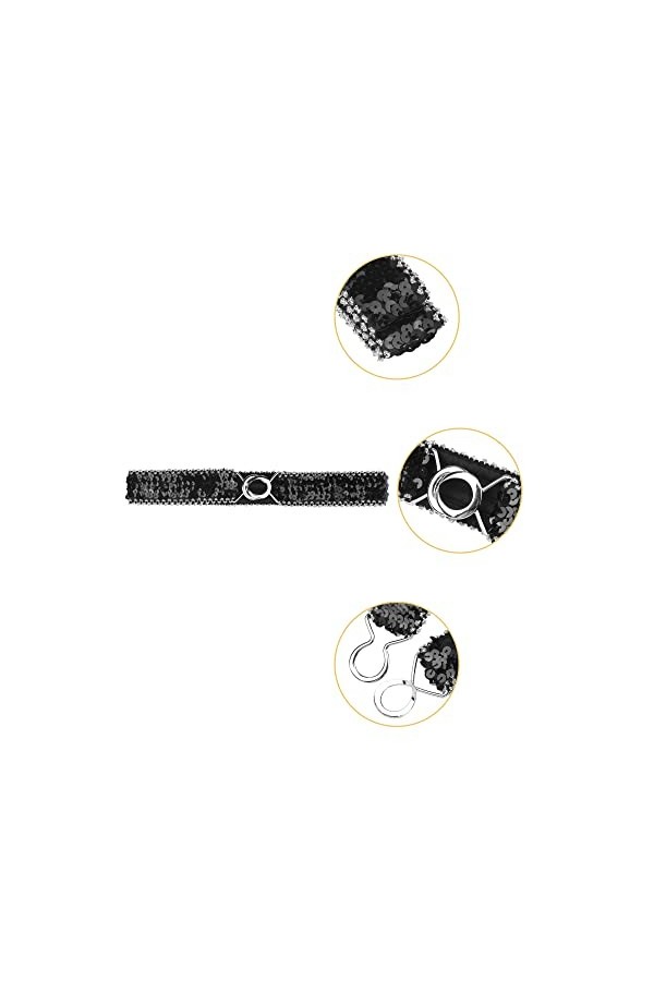 Allegra K Femmes Glitter Skinny Stretchy Ceintures Ceintures Paillettes Ceintures Élastiques pour Robes Côté argenté Noir 64c