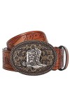 KorhLeoh Ceinture à boucle de cow-boy en cuir occidental pour hommes, femmes, jeans, ceinture à boucle florale gravée avec ch