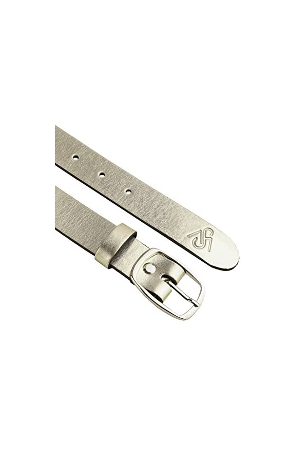 Merry Style Ceinture en cuir pour femme 3 cm D41, Logo doré, 98 cm Largo total 114 cm 