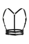 LEACOOLKEY Ceinture de taille punk pour femme en cuir synthétique noir gothique ceinture de corps pour cosplay rave tenue Hal
