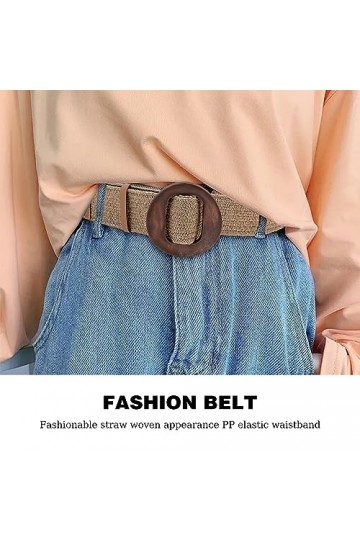 Ceinture De Taille En Paille Tissée Ceinture Élastique Tissées De Paille Femme Ceinture Tressée Élastique En Paille Avec Bouc