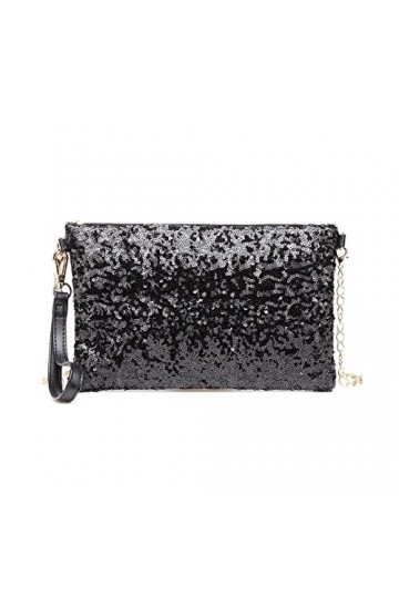 Miss Lulu Petit Sac à Main Femme en Paillette de la Chaîne Embrayage