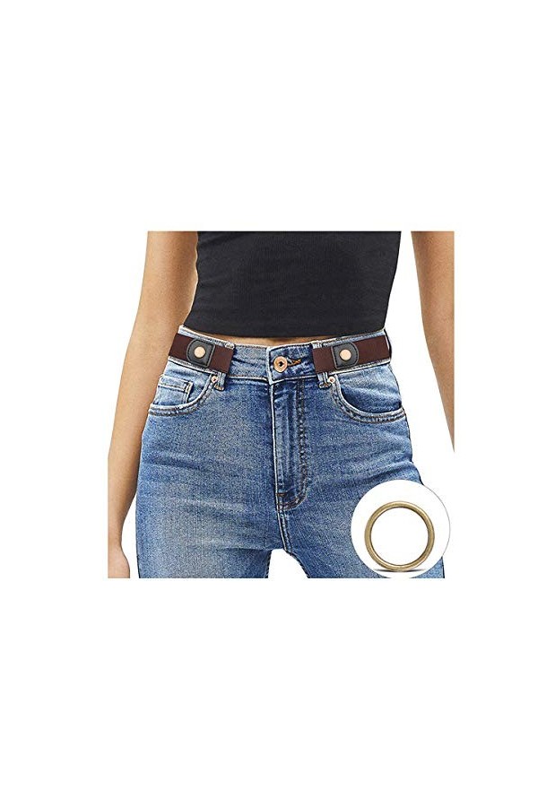 JasGood Ceinture élastique sans boucle pour femme et homme, grande taille, ceinture invisible pour pantalon en jean, 3 - Blan