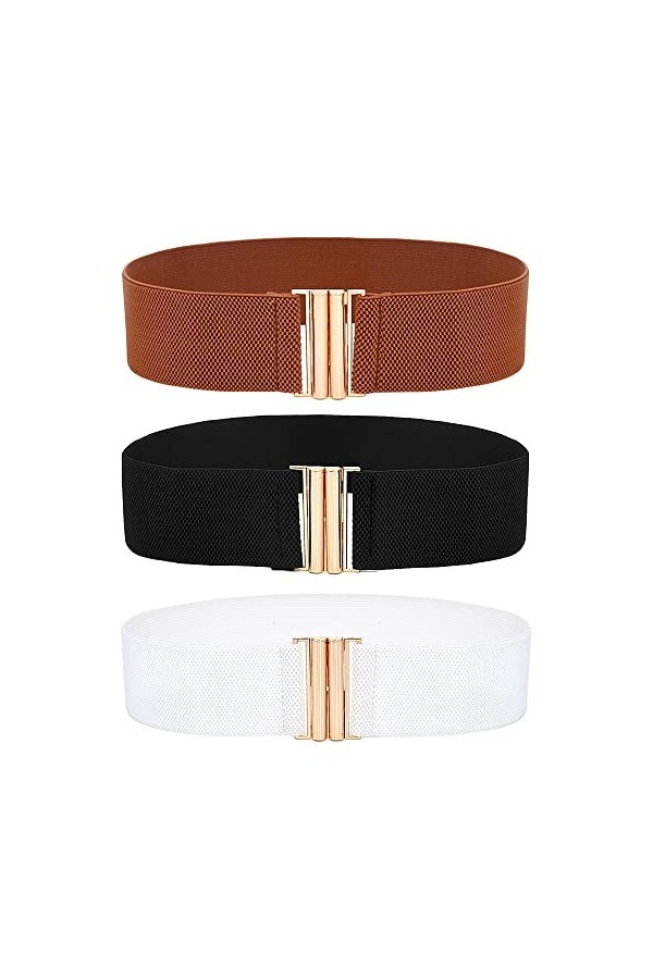 Csirnto Ceinture Élastique Femme 3 Pièces Ceinture Large Femme Ceintures de Taille Vintage pour Femme Ceintures Extensible av