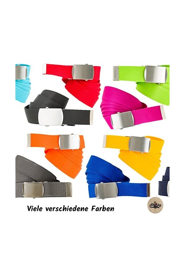 shenky - Ceinture en tissu à raccourcir soi-même - plusieurs coloris disponibles - L 160 x l 4 cm - boucle résistante - noir 