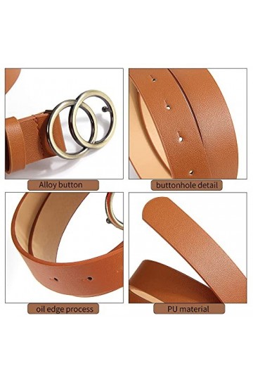 2 Pièces Ceinture Jeans Fille Couleur Unie, Ceinture en Cuir de Mode Classique pour Dames, Ceinture Femme Cuir Ceintures Cein