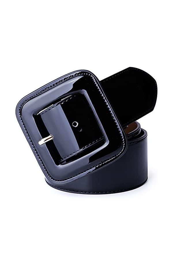 SAIBANGZI Femmes Mme Dame Femmes Peau Laque Taille Taille Robe de décoration Down Jacket Large Ceinture Ceinture en Cuir Cein