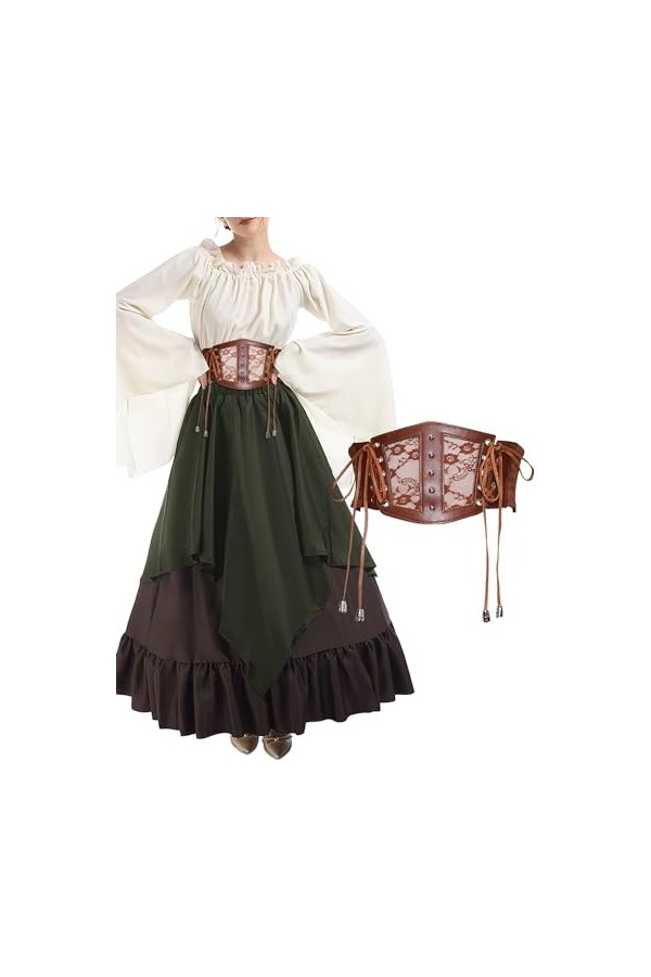 Heersan Ceinture Large Femme Ceinture Corset pour Femme Corset à Lacets Ceinture Élastique Ceinture Rétro Cinch Ceinture pour