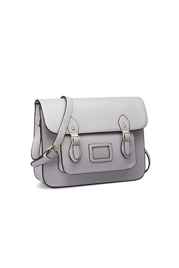 Miss Lulu Sac à Main Sac Cartable Femme Sac à Bandoulière en Cuir PU Gris 