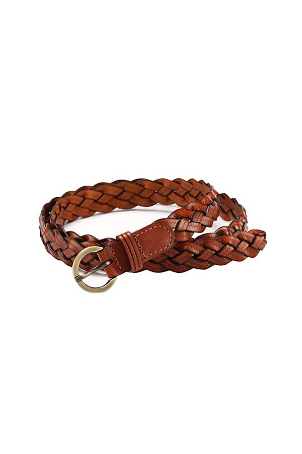 Jalach Ceinture tressée pour femme - Ceinture fine tressée - Ceinture tissée - Ceinture fine en cuir pour robe en jean - 2 cm