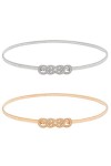 YeeHeen 2 Pièces Ceintures Fines Extensibles Ceinture élastique Fine Pour Femme Lady Gold Silver Set6