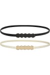 YeeHeen 2 Pièces Ceintures Fines Extensibles Ceinture élastique Fine Pour Femme Lady Gold Silver Set6