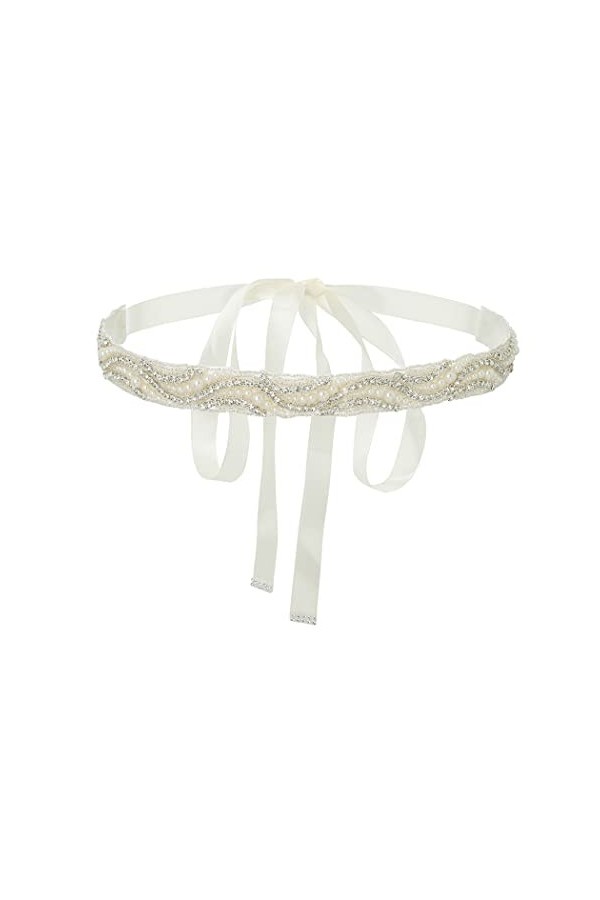 IYOU Ceinture de Mariage Perles pour Femmes Ceinture de Strass Ceinture de Robe de bal avec Ruban Rose pour les Mariées et De